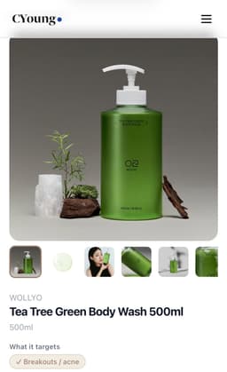 WOLLYO Tea Tree Green Body Wash 500ml — photo from Ava's review